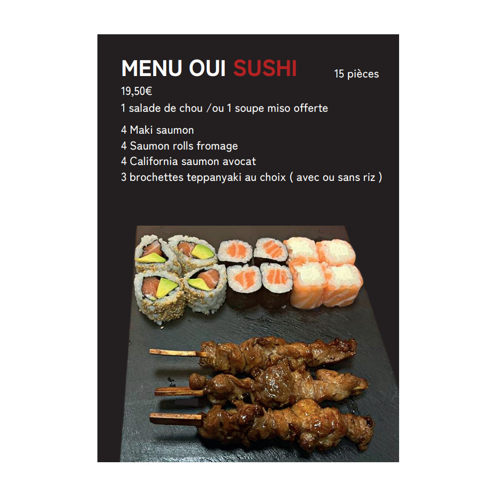 MENU OUI SUSHI : 15 PIÈCES