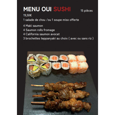MENU OUI SUSHI : 15 PIÈCES